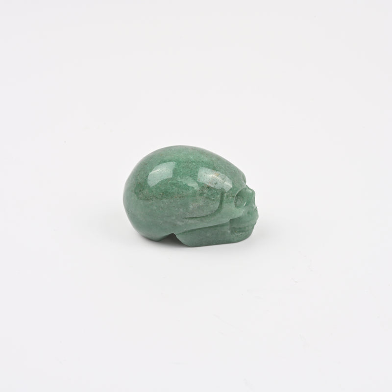Carved Alien Skull Crystal Figurine, 1.5 inch Natural Green Aventurine Alien Skull Gemstone