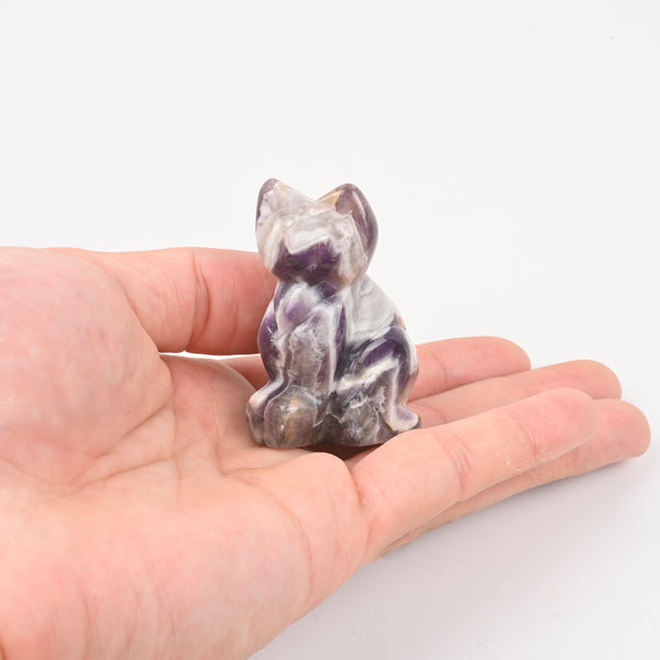 Carved Cat Crystal Figurine, 1.5 inch, 2 inch Natural Amethyst Cat Gemstone