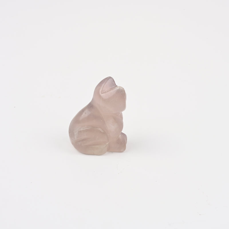 Carved Cat Crystal Figurine, 1.5 inch Natural Fluorite Cat Gemstone