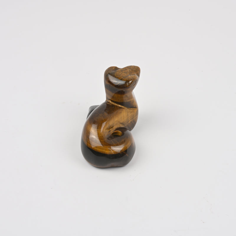 Carved Snake Crystal Figurine, 2 inch Natural Yellow Tiger Eye Snake Gemstone