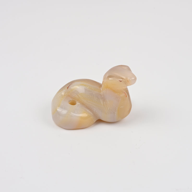 Carved Snake Crystal Figurine, 2 inch Natural Gray Agate Snake Gemstone