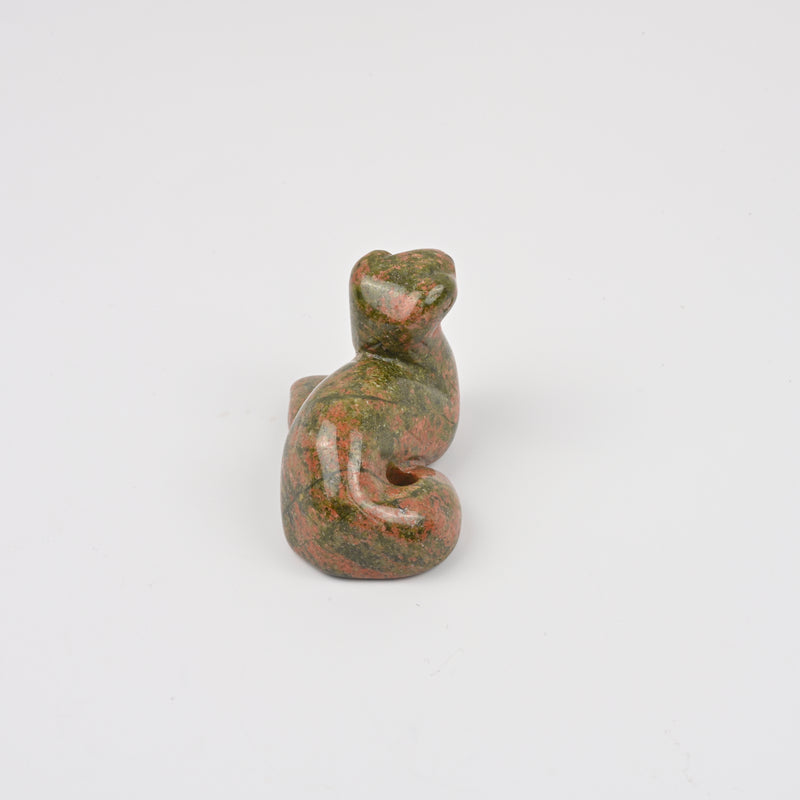 Carved Snake Crystal Figurine, 2 inch Natural Unakite Snake Gemstone