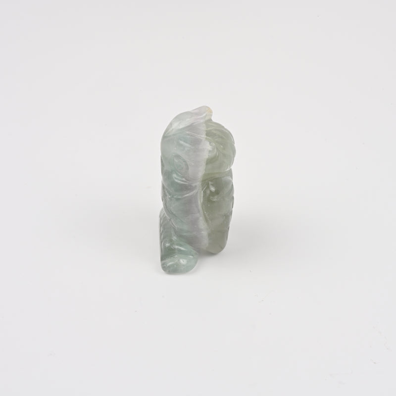 Handcraft Carved Natural Fluorite Owl Crystal Figurine, 1.5 inch, 2 inch Owl Gemstone