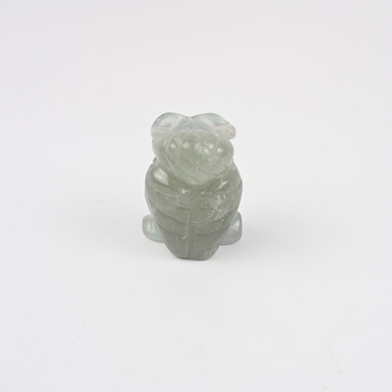 Handcraft Carved Natural Fluorite Owl Crystal Figurine, 1.5 inch, 2 inch Owl Gemstone