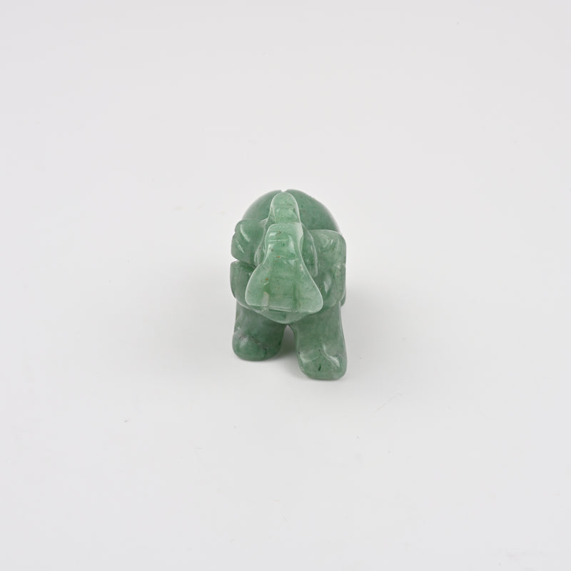 Carved Elephant Crystal Figurine, 1.5 inch Natural Green Aventurine Elephant Gemstone
