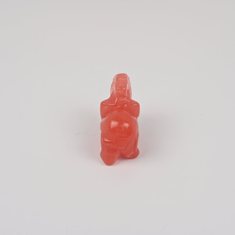 Carved Elephant Crystal Figurine, 1.5 inch, 2 inch Cherry Quartz Elephant Gemstone