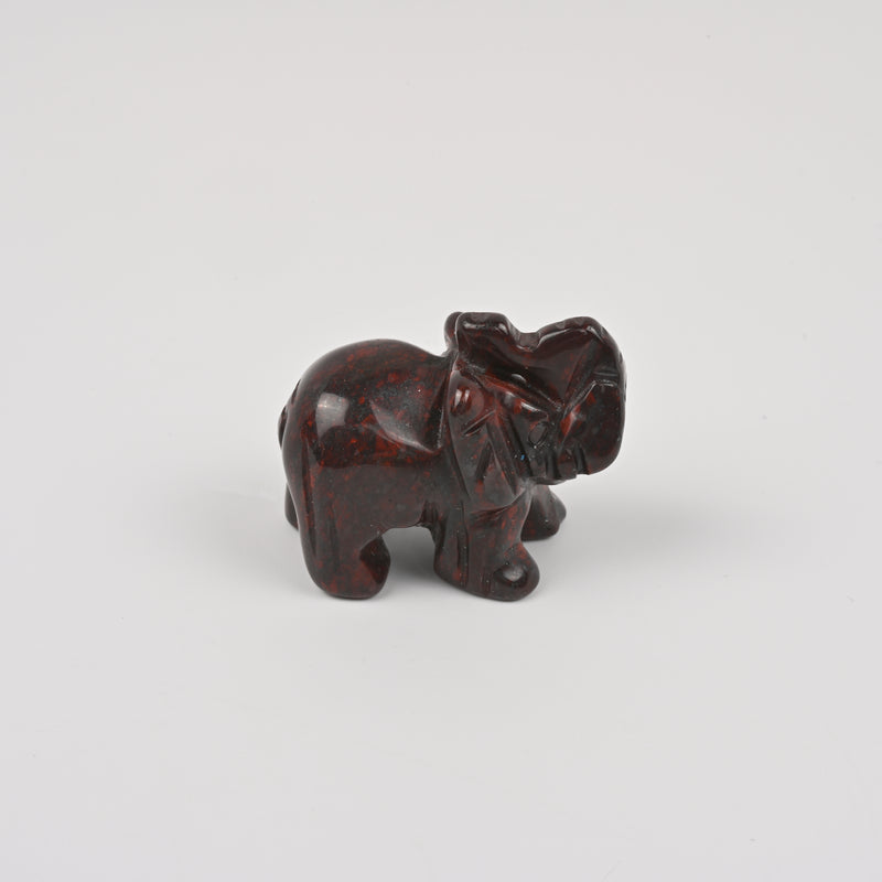 Carved Elephant Crystal Figurine, 1.5 inch, 2 inch Natural Breciated Jasper Elephant Gemstone