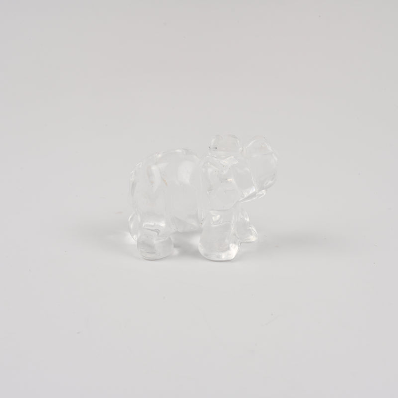 Carved Elephant Crystal Figurine, 1.5 inch, 2 inch White Cherry Quartz Elephant Gemstone