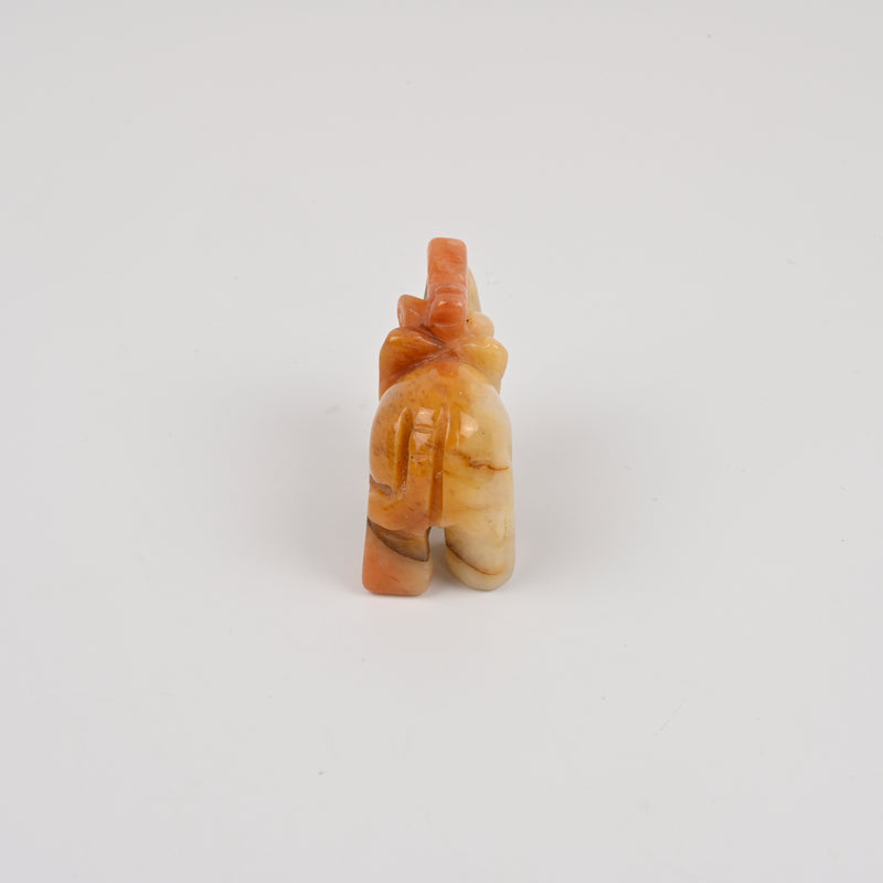 Carved Elephant Crystal Figurine, 1.5 inch, 2 inch Natural Yellow Jade Elephant Gemstone