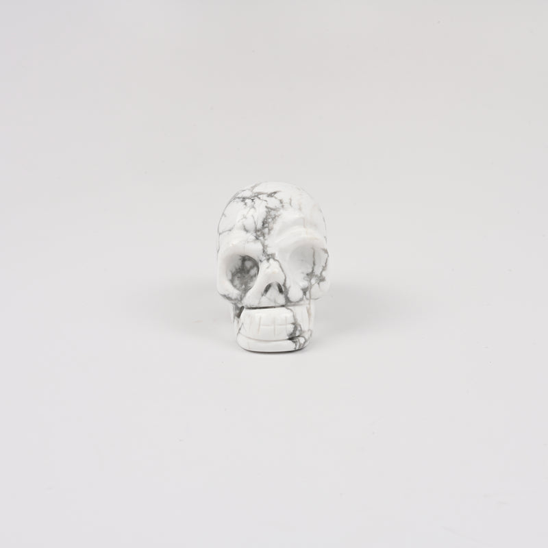 Carved Skull Crystal Figurine, 1.5 inch, 2 inch Natural Howlite Skull Gemstone
