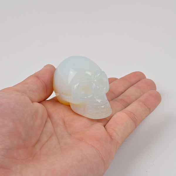 Carved Skull Crystal Figurine, 1.5 inch, 2 inch Opalite Skull Gemstone