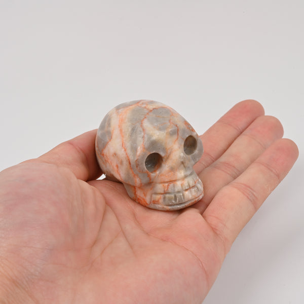 Carved Skull Crystal Figurine, 2 inch Natural Red Net Jasper Skull Gemstone