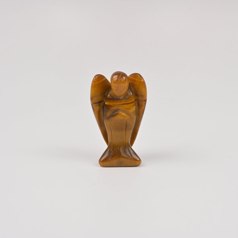 Handcraft Carved Yellow Tiger Eye Angel Crystal Figurine, 2 inch Angel Gemstone
