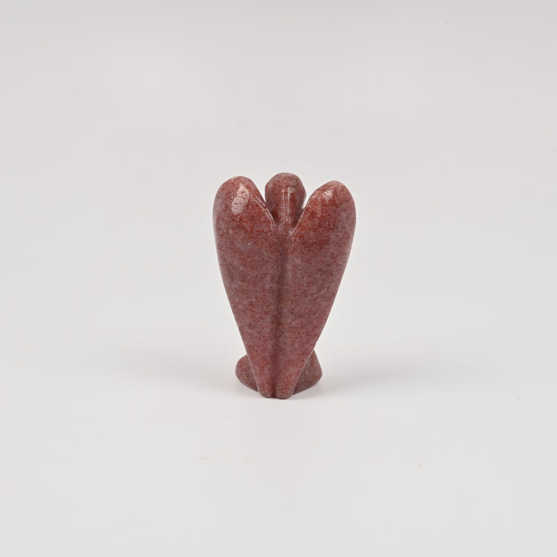 Handcraft Carved Strawberry Quartz Angel Crystal Figurine, 1.5 inch, 2 inch Angel Gemstone