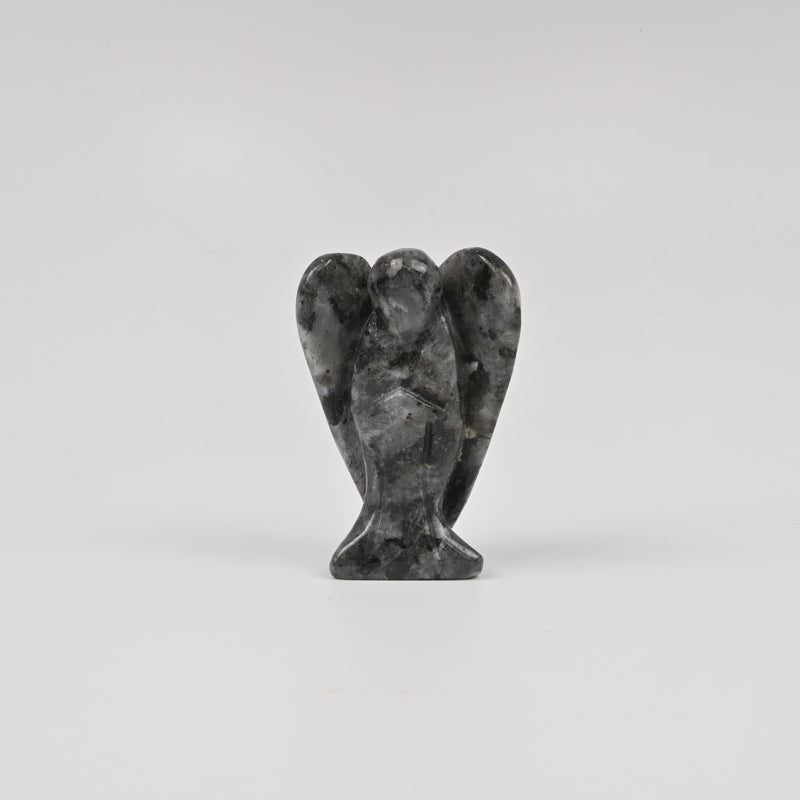 Handcraft Carved Larvikite Labradorite Angel Crystal Figurine, 2 inch Angel Gemstone