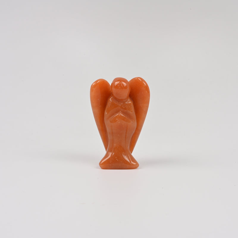 Handcraft Carved Red Aventurine Angel Crystal Figurine, 2 inch Angel Gemstone