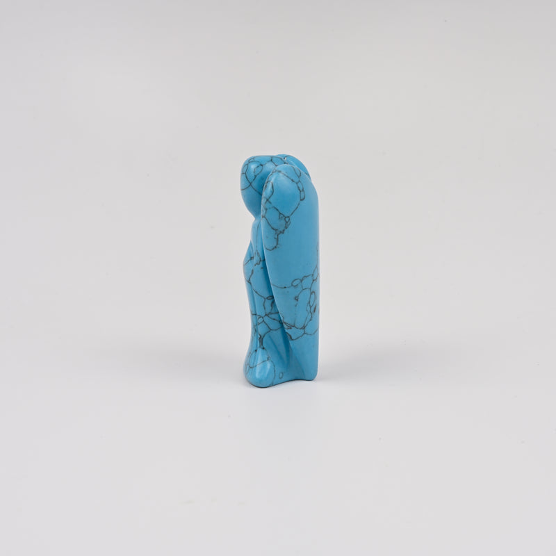 Handcraft Carved Blue Howlite Turquoise Angel Crystal Figurine, 2 inch Angel Gemstone