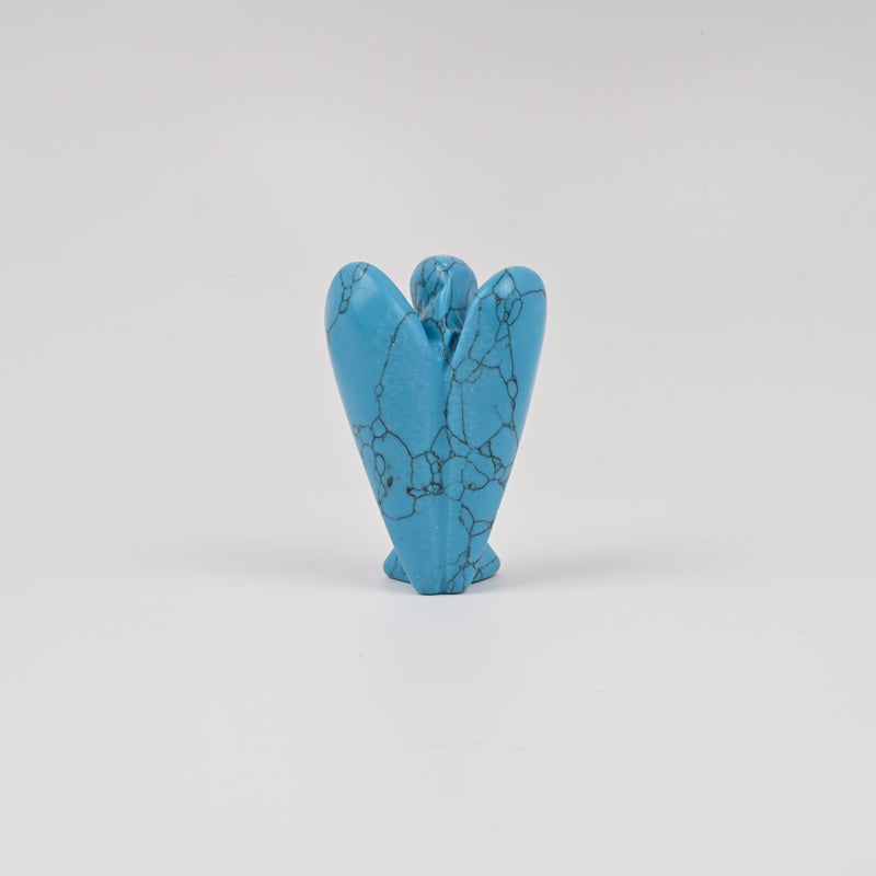 Handcraft Carved Blue Howlite Turquoise Angel Crystal Figurine, 2 inch Angel Gemstone
