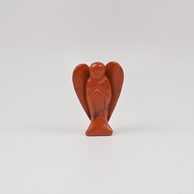 Handcraft Carved Red Jasper Angel Crystal Figurine, 3 inch Angel Gemstone