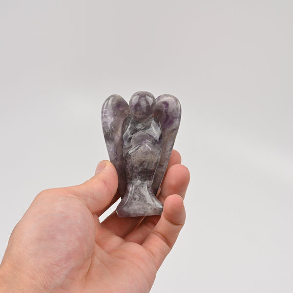 Handcraft Carved Amethyst Angel Crystal Figurine, 3 inch Angel Gemstone