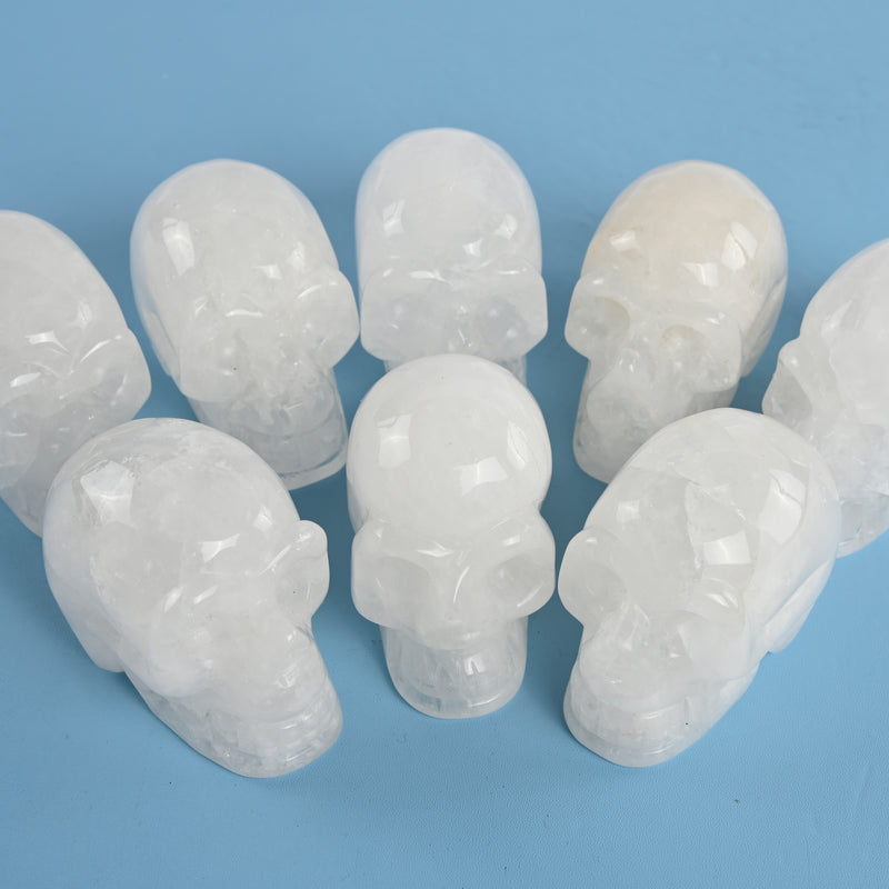 Carved Skull Crystal Figurine, 3 inch Natural Clear Quartz Skull Gemstone