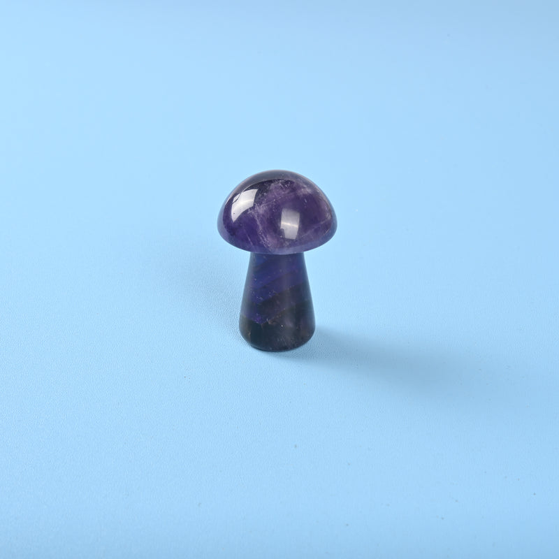 Carved Mushroom Crystal Figurine, 2 inch Natural Amethyst Mushroom Gemstone