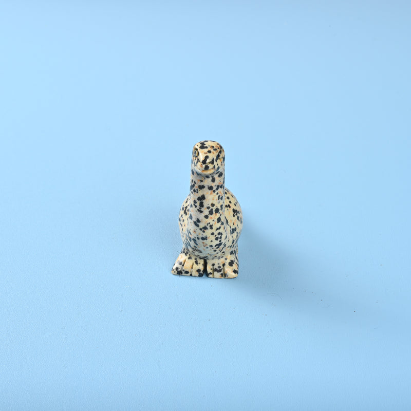 Carved Dinosaur Crystal Figurine, 2.5 inch Natural Dalmatian Jasper Dinosaur Gemstone
