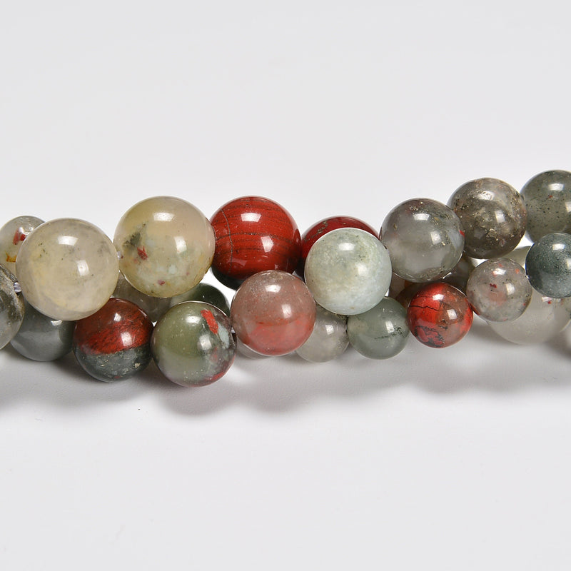 African Blood Jasper / African Bloodstone Smooth Round Loose Beads 4mm-12mm - 15.5" Strand