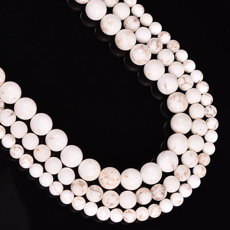 Chinese White Turquoise Matte Round Loose Beads 4mm-12mm - 15.5" Strand