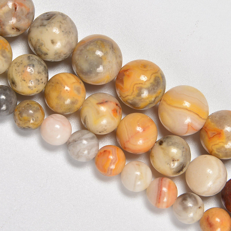 Crazy Agate / Crazy Lace Agate Smooth Round Loose Beads 4mm-12mm - 15.5" Strand