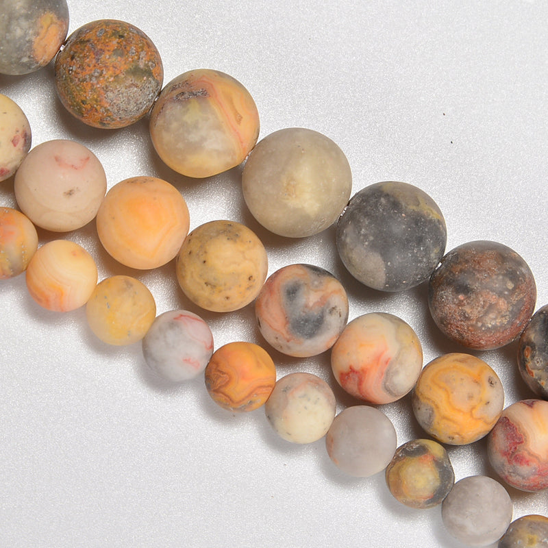 Crazy Agate / Crazy Lace Agate Matte Round Loose Beads 4mm-12mm - 15.5" Strand