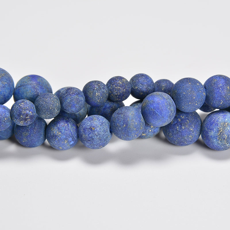 Lapis Lazuli Matte Round Loose Beads 4mm-12mm - 15.5" Strand
