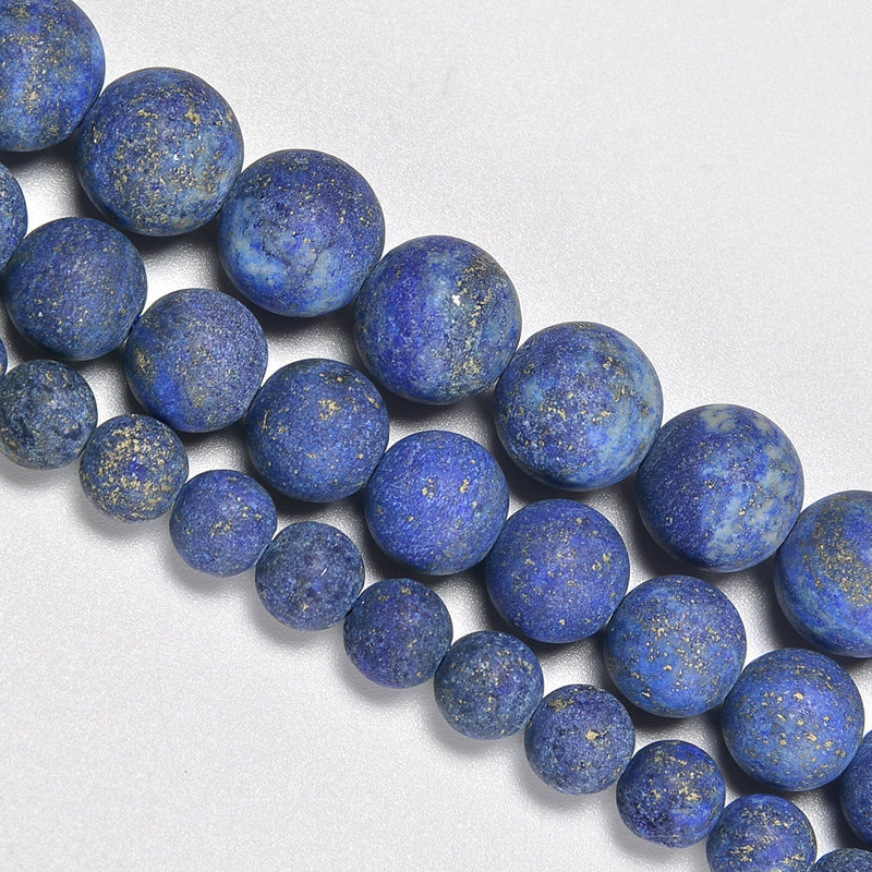 Lapis Lazuli Matte Round Loose Beads 4mm-12mm - 15.5" Strand