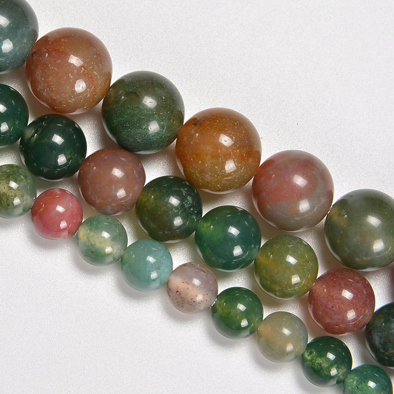 India Agate / Indian Agate Smooth Round Loose Beads 4mm-10mm - 15.5" Strand
