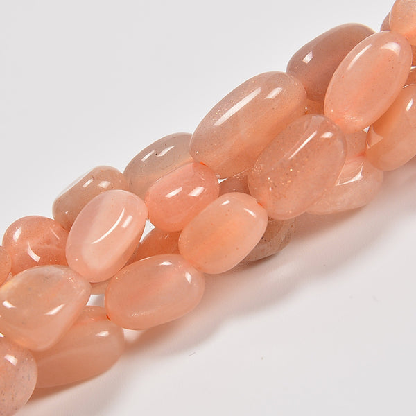 Peach Moonstone Smooth Pebble Nugget Loose Beads 6-8mm, 8-12mm - 15" Strand