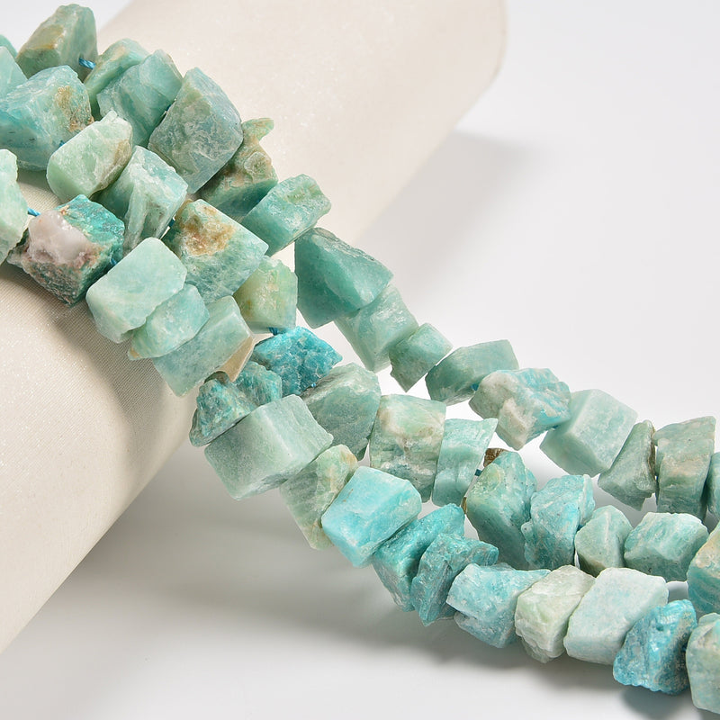 Green Amazonite Rough Nugget Chunks Loose Beads 10-15mm - 15" Strand
