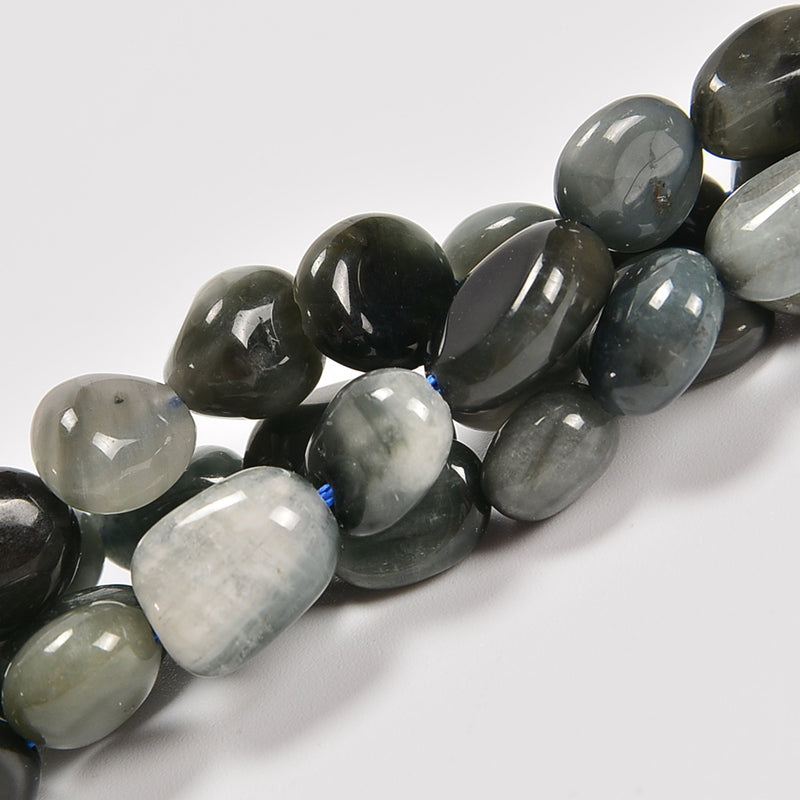 Eagle Eye Smooth Pebble Nugget Loose Beads 6-8mm, 8-12mm - 15" Strand