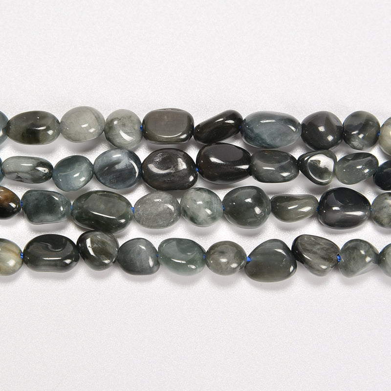 Eagle Eye Smooth Pebble Nugget Loose Beads 6-8mm, 8-12mm - 15" Strand