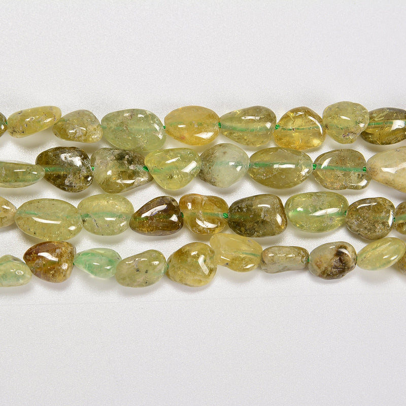 Green Garnet Smooth Pebble Nugget Loose Beads 6-8mm, 8-12mm - 15" Strand