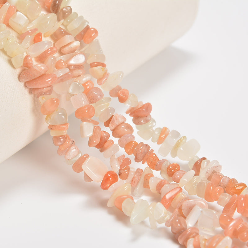 Multi Color Moonstone Jasper Smooth Loose Chips Beads 7-8mm - 34" Strand