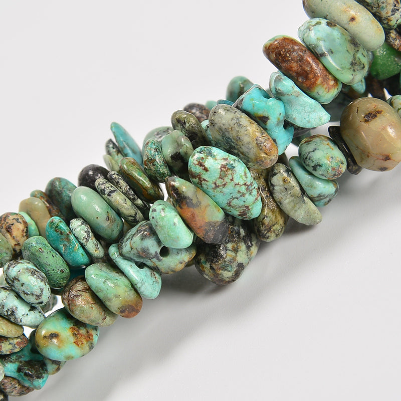 African Turquoise Jasper Smooth Loose Chips Beads 7-8mm - 34" Strand
