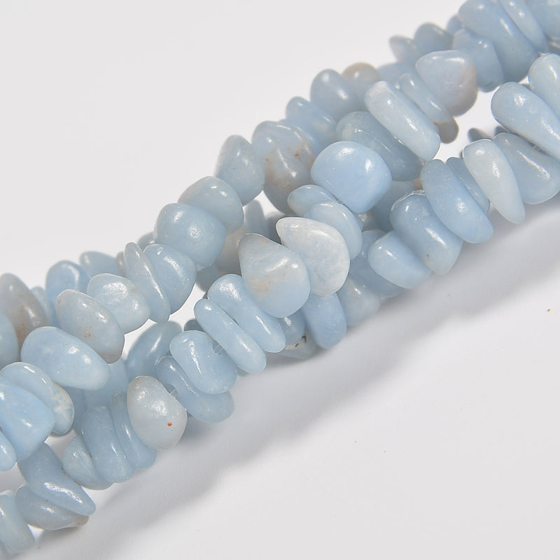 Angelite / Anhydrite Smooth Loose Chips Beads 7-8mm - 34" Strand