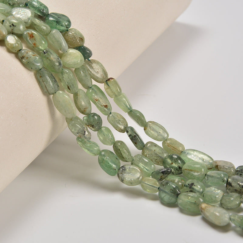 Green Kyanite Smooth Pebble Nugget Loose Beads 6-8mm, 8-12mm - 15" Strand