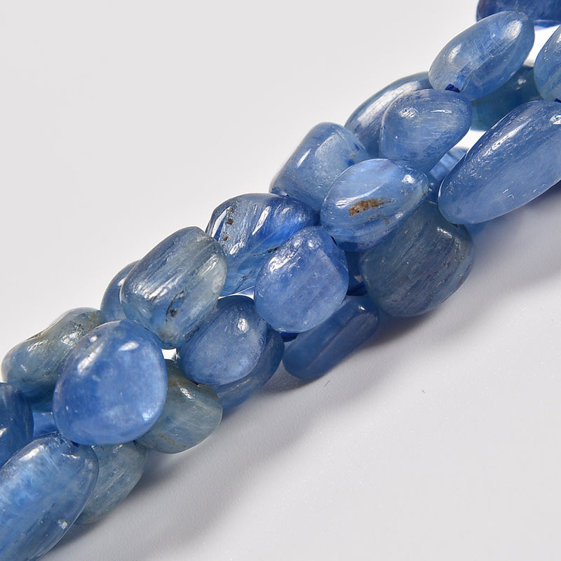 Blue Kyanite Smooth Pebble Nugget Loose Beads 6-8mm, 8-12mm - 15" Strand