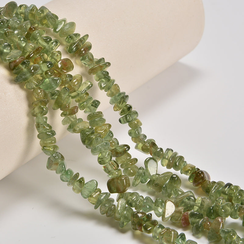 Green Apatite Smooth Loose Chips Beads 7-8mm - 34" Strand