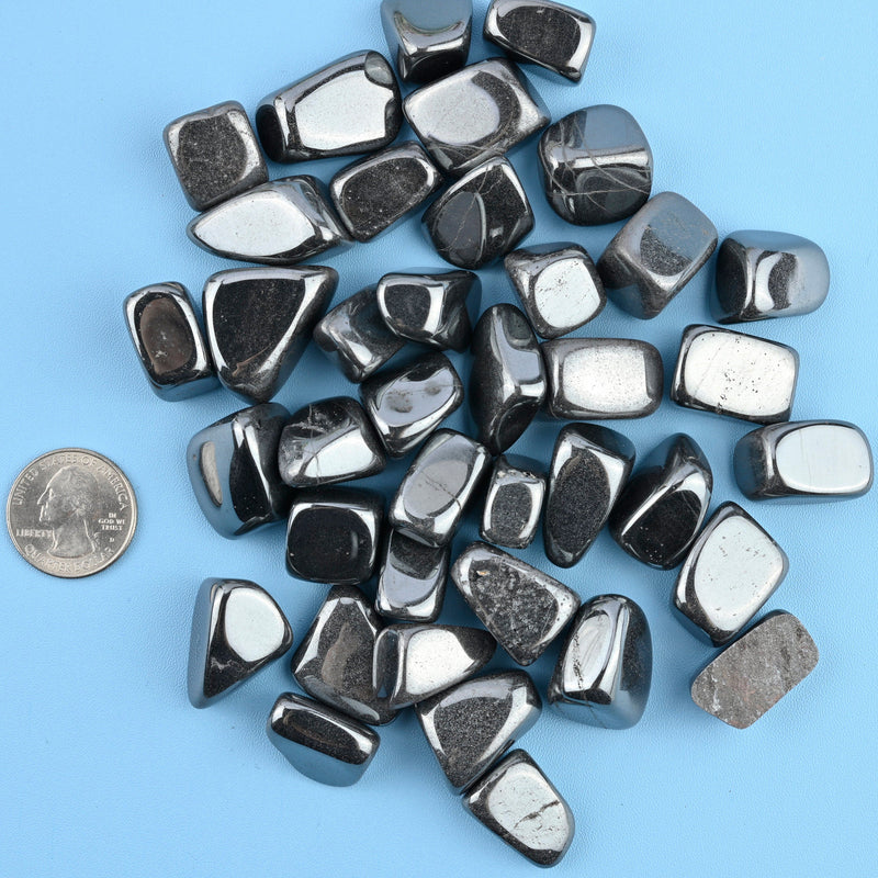 Gray Hematite Tumbled Stones Gemstone Crystal 20-30mm, Healing Crystals, Medium Size Stones