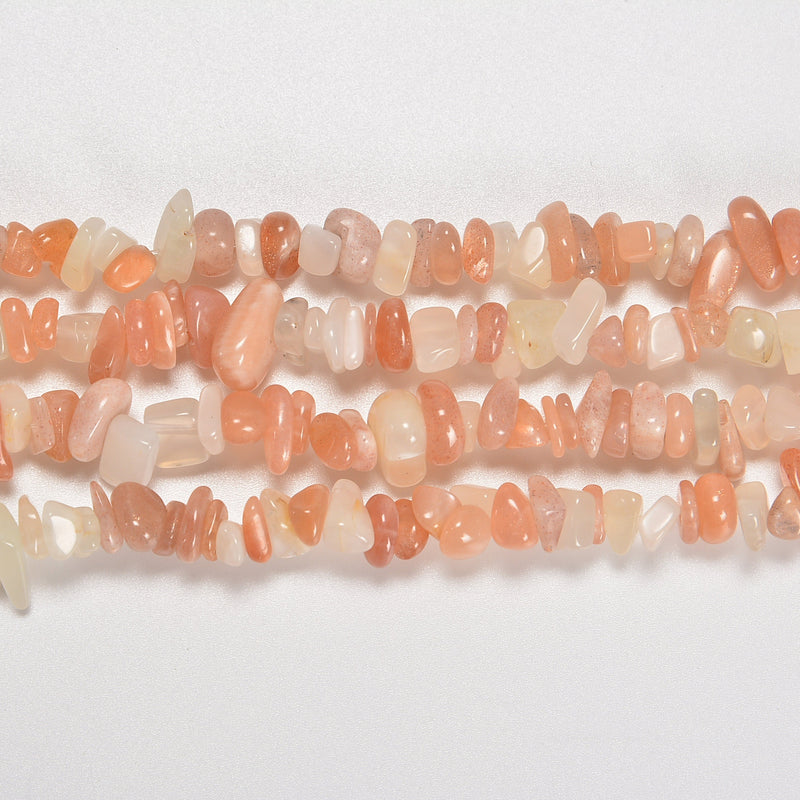 Multi Color Moonstone Jasper Smooth Loose Chips Beads 7-8mm - 34" Strand