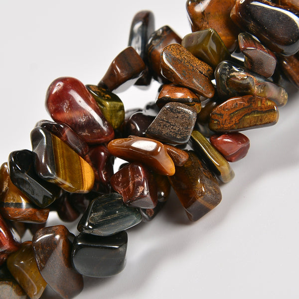 Multi Tiger's Eye Smooth Loose Chips Beads 7-8mm - 34" Strand