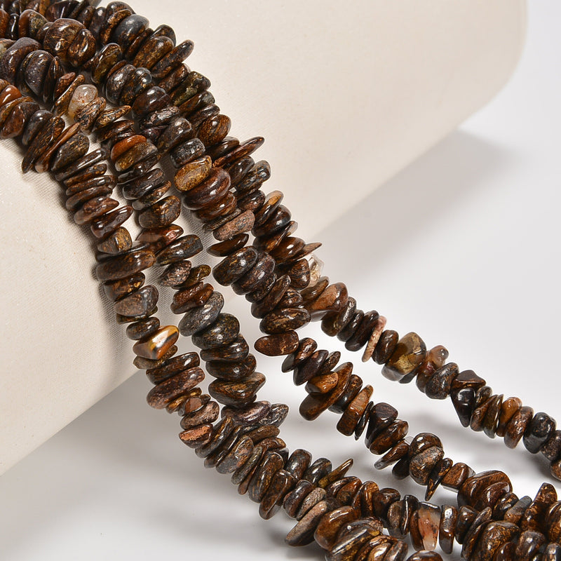 Bronzite Smooth Loose Chips Beads 7-8mm - 34" Strand