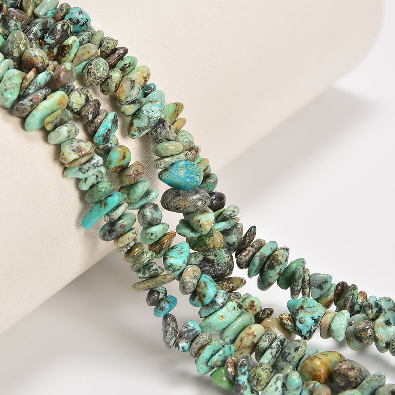African Turquoise Jasper Smooth Loose Chips Beads 7-8mm - 34" Strand